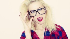 Woman glasses white background blondes amber heard hipster 