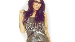 Woman glasses white background fashion asians brunettes models 