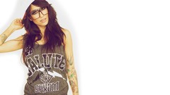 Woman glasses white background fashion asians brunettes models 