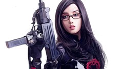 Woman glasses white background paintings cobra asians baroness 