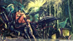 Woman glow belly legs sweat black rock shooter mecha