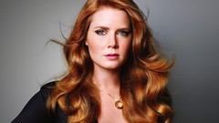 Woman gray background Actress amy adams green eyes redheads 