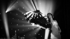 Woman grayscale striptease