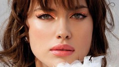 Woman green eyes brunettes irina shayk supermodels pink 