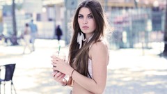 Woman green eyes brunettes models Hannah Biermann