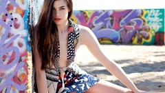Woman green eyes brunettes models Raina Hein