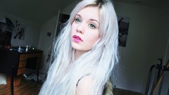 Woman green eyes models silver hair mirish