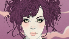 Woman green eyes purple