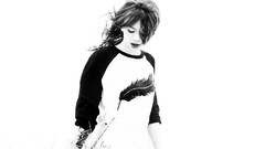 Woman green eyes redheads grayscale pale skin Lass-model Julie 