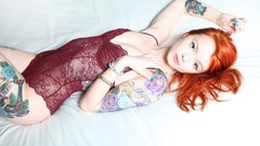 Woman green eyes redheads pale skin Lass-model Julie Kennedy