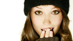 Woman green eyes smiling