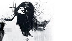 Woman grunge monochrome artwork