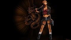 Woman Guns Domino Keira Knightley short hair digital art 