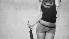 Woman Guns Shorts blondes discovery channel assault rifle girls 