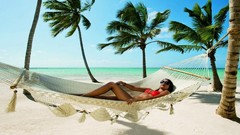 Woman hammock Beaches brunettes models bikini relaxing