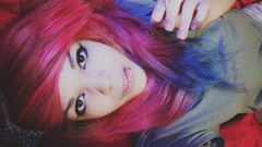 Woman happy smoking brown eyes piercings redheads daydream