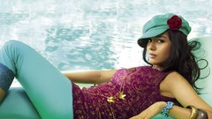 Woman hats Actress brunettes indian lying down Amrita Rao