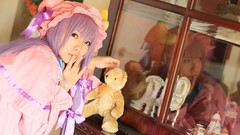 Woman hats asians long hair touhou purple hair patchouli 