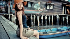 Woman hats asians singlet