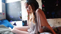 Woman hats beds tattoos redheads Raxella