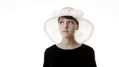 Woman hats brunettes singers short hair Simple Background Mallu 