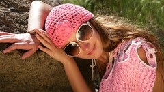 Woman hats sunglasses outdoors brunettes Met-Art magazine Masha 