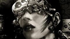 Woman head faces 3d brunettes artwork 3D girls 3D glasses 