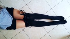 Woman Headless bows legs stockings black stockings body parts