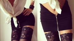 Woman Headless knot navel stockings skirts zippers miniskirts 
