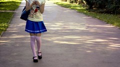 Woman Headless skirts knee socks striped legwear miniskirts