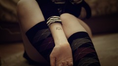 Woman Headless tattoos knee socks body parts