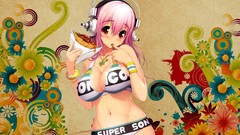 Woman headphones anime girls super sonico bikini döner
