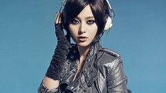 Woman headphones asians Simple Background Fan Bing Bing