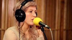 Woman headphones blondes microphones ellie goulding brown eyes 