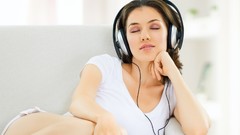 Woman headphones closed eyes models portraits Dj Girls