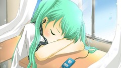 Woman headphones hatsune miku vocaloid mp3 player