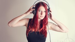 Woman headphones redheads superlux