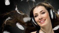 Woman headphones smiling models portraits Dj Girls