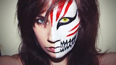 Woman hollow bleach face paint cosplay