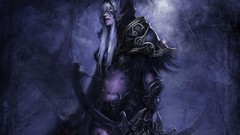 Woman hood armor white hair hunter bows warcraft artwork 