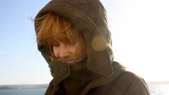 Woman hood Seaside faces outdoors blondes smiling long hair 