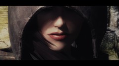Woman hood the elder scrolls v skyrim brunettes red lipstick 