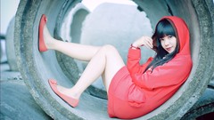 Woman hoodies asians brunettes bangs vietnamese Viet Nam