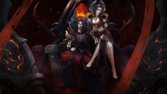 Woman horns armor world of warcraft purple hair artwork video 