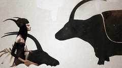 Woman horns silhouettes Bulls artwork Ruben Ireland