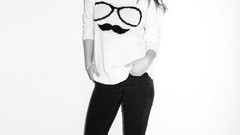 Woman hungary models barbara palvin grayscale moustache