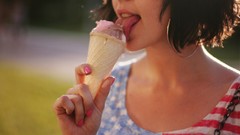 Woman ice cream American Flag Redneck earrings sunlight 