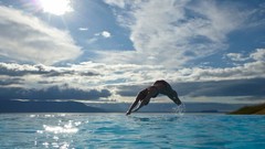 Woman infinity pools