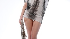 Woman instruments blondes Met-Art magazine saxophones Natalie F
