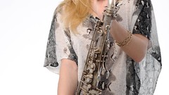 Woman instruments blondes Met-Art magazine saxophones Natalie F